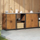 vidaXL Kuhinjski komplet za shranjevanje 3 pcs Rjav 210 x 50 x 92 cm | Shoptok.si