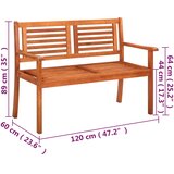  Vrtna klupa dvosjed s jastukom 120 cm masivno drvo eukaliptusa | shoptok.hr