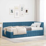  Kutni krevetni okvir s madracem 2 kom. Plava 90 x 200 cm Baršun | Shoptok.si