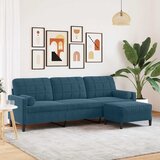  Trosjed s tabureom Plava 210 cm baršunasti | shoptok.hr