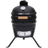  2-u-1 roštilj s pušnicom Kamado keramički 56 cm crni | shoptok.hr