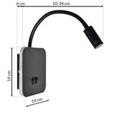  LED fleksibilna zidna lampica BASE LED/8W+LED/2W/230V crna/srebrna | Eponuda.com