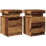 vidaXL Noćni ormarići 2 kom s LED boja staro drvo 35x39x55 cm drveni | shoptok.hr
