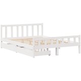 vidaXL Posteljni okvir s predali bel 150x200 cm trdna borovina, (21303597) | Shoptok.si