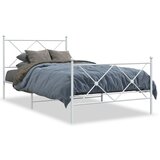 Maison Chic Kovinski Posteljni okvir - Enojna postelja - Postelja za odrasle z vzglavjem in vznožjem bel 100x200 cm, (21695591) Cene