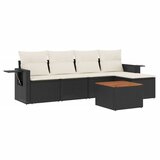 Maison Chic Seti vrtnega pohištva - Vrtna garnitura - Vrtni pohištvo set 6-delna z blazinami črna poli ratan, (21813126) | Shoptok.si