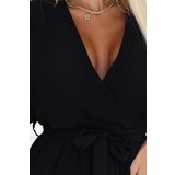 numoco basic 545-5 Long dress with pleated neckline and tie - black | Shoptok.si