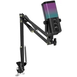 USB igralni mikrofon z boom arm, RGB, plug-and-play, 3.5mm Black, (5000289882)