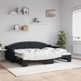  Dnevni krevet na razvlačenje crni 80 x 200 cm od tkanine | shoptok.hr
