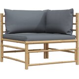  Kutna vrtna sofa od bambusa s tamnosivim jastucima | shoptok.hr