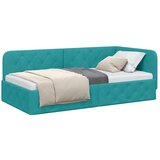 vidaXL Kutni okvir kreveta s uzglavljem Tirkizna 100 x 200 cm Baršun | shoptok.hr