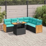  Vrtna garnitura - 7-dijelni set vrtnih sofa od poliratana s jastucima crni bagrem - Crna sa spremištem 1 | shoptok.hr