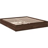  Posteljni okvir s predali rjavi hrast 200x200 cm inženirski les | Shoptok.si