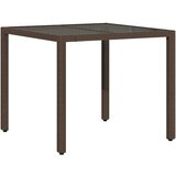  Vrtni stol sa staklenom pločom smeđi 90x90x75 cm od poliratana | shoptok.hr