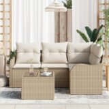 vidaXL 5-delni set vrtnih kavčev s blazinami rjava poli ratan | Shoptok.si