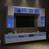 8-dijelni set zidnih TV ormarića s LED svjetlima bijeli | shoptok.hr