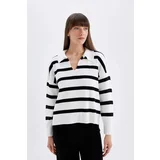 Defacto DFC - Relax Fit Polo Neck Striped Sweater