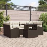 vidaXL 7-delna vrtna sofasetska garnitura z blazinami Rjava Poli ratan | Shoptok.si