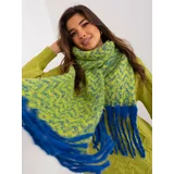 Fashionhunters Navy blue and yellow women's scarf with patterns