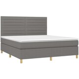  Box spring postelja z vzmetnico LED temno siva 160x200 cm blago, (20930499) | Shoptok.si