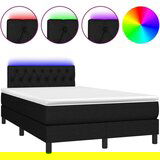  Krevet box spring s madracem LED crni 120 x 190 cm od tkanine | shoptok.hr