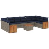 vidaXL 11-dijelni vrtni set s jastucima sivi poliratan - Siva Sa stolom 1 | shoptok.hr