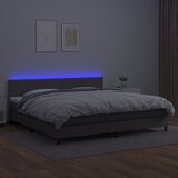 Krevet box spring s madracem LED sivi 200x200cm od umjetne kože | Eponuda.com
