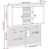  3-delni orodjar in set pegboard na steni, črn kovin, (22048528) | Shoptok.si