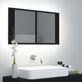 Maison Chic LED Kopalniška omarica - Kopalniški kabinet z ogledalom črna 80x12x45 cm akril, (21794367) | Shoptok.si