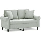 vidaXL Kavč dvosed z okrasnimi blazinami svetlo siv 120 cm žamet, (20925028) | Shoptok.si