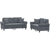  2-dijelni set sofa s jastucima tamnosivi baršunasti | shoptok.hr