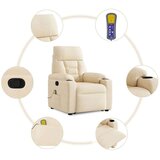  Masažni naslonjač na podizanje bež od mikrovlakana | shoptok.hr