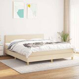  Box spring postelja z vzmetnico krem 180x200 cm blago Cene
