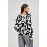 Marisse Floral Print Shirt With Puffed Sleeves, Black | Shoptok.si