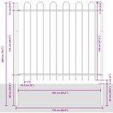  Vrtna ograda BOXTEL s obručem na vrhu čelik 181x150 cm crna | shoptok.hr