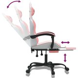  Gaming stol z oporo za noge belo in roza umetno usnje, (21377624) | Shoptok.si