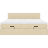  Otomanski okvir kreveta s madracima krem 200x200cm od tkanine | shoptok.hr