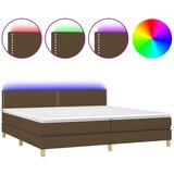 The Living Store Box spring postelja z vzmetnico LED temno rjava 200x200cm blago - Box Spring Postelja, (21520241) | Shoptok.si