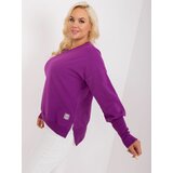 Fashion Hunters Dark purple cotton blouse of larger size Cene