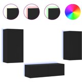  The Living Store 3 Piece TV Wall Cabinets with LED Lights Black - Stenska TV Omarica, (21499164) | Shoptok.si