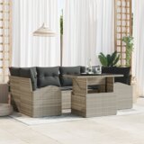 vidaXL Set vrtnih sofa od 7 dijelova s jastučićima Svjetlosiva Poli ratan | shoptok.hr