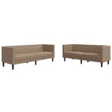 vidaXL Komplet Chesterfield kavčev 2-delna kapučino um. usnje, (21749177) Cene