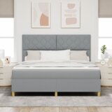 Box Spring Krevet s Madracem Svijetlosiva Super King Tkanina | shoptok.hr