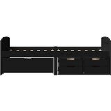 vidaXL Dnevni krevet s 5 ladica bez madraca "IRUN" crni 90x200 cm | shoptok.hr