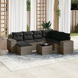 Maison Chic Seti vrtnega pohištva - Vrtna garnitura - Vrtni pohištvo set 8-delna z blazinami siv poli ratan, (21798168) | Shoptok.si