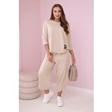 Kesi Set of cotton sweatshirt and trousers in beige | Shoptok.si