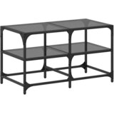 Stolić za kavu s crnom staklenom površinom 78,5x40x45 cm čelik | shoptok.hr