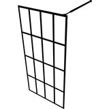 Pregrada za tuš s policom crna 100x195 cm staklo ESG i aluminij | shoptok.hr