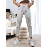DStreet Spodnie damskie jeansowe MAYO jasnobeżowe | Shoptok.si
