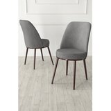 Hanah home set trpezarijskih stolica Jaxe 2 kom, siva tkanina Babyface, braon metalne noge | Eponuda.com